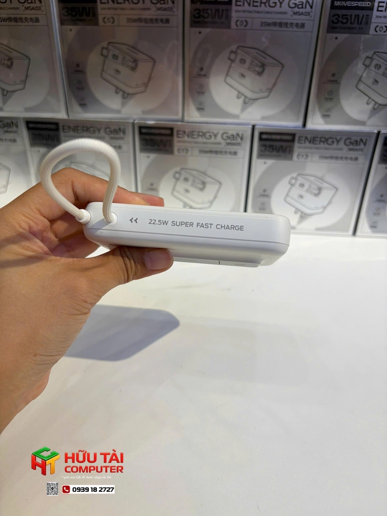 PIN DỰ PHÒNG MOVESPEED TỪ TÍNH MSP16 22.5W 10000MAH, ĐẾ DỰNG, TÍCH HỢP TYPE C, TRẮNG