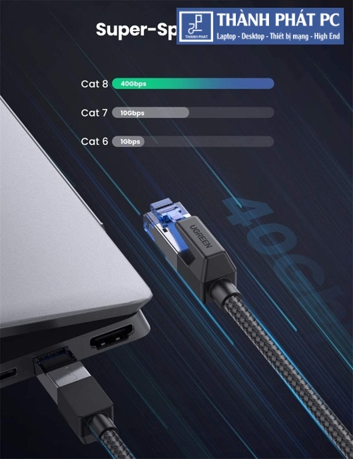 Cáp mạng Cat8 đúc sẵn bọc dù dài 10m Ugreen 30795