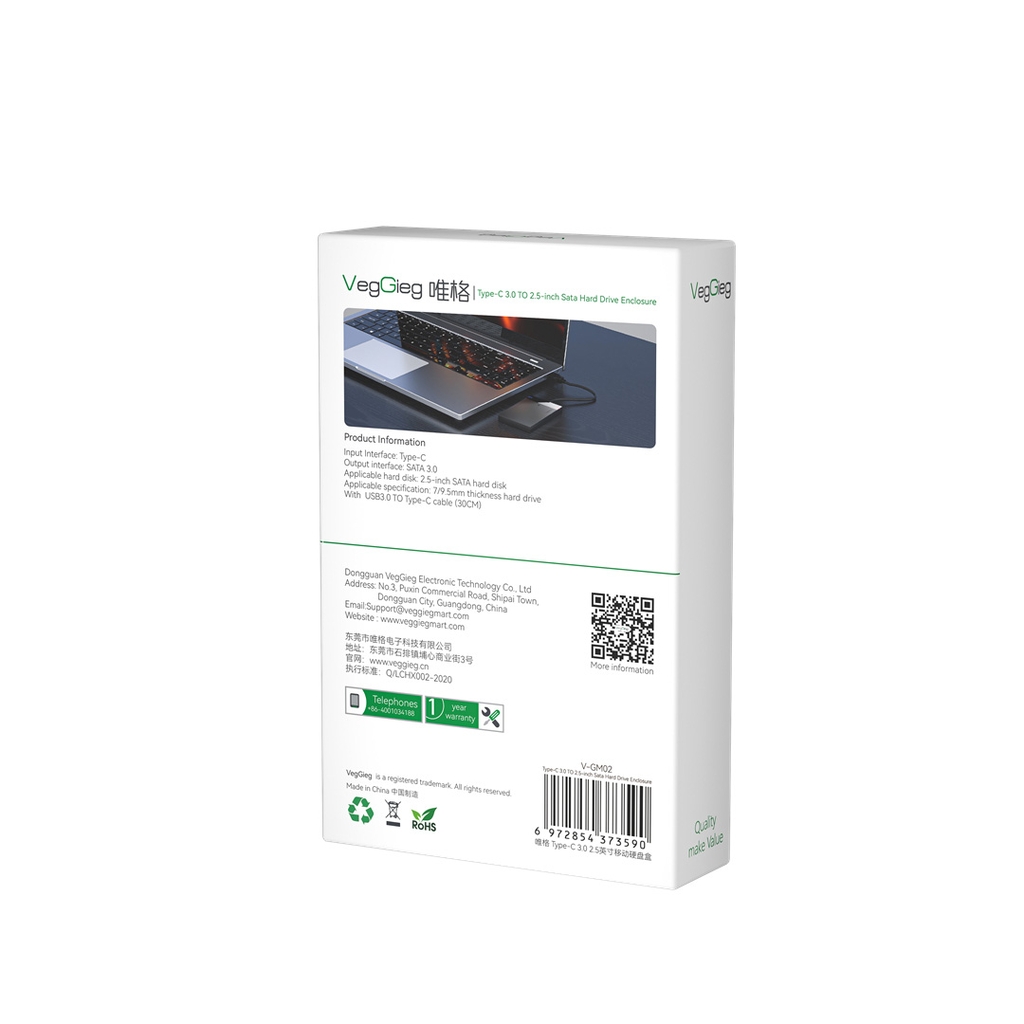 Box ổ cứng USB 3.0 Cáp Type-C VegGieg V-GM02