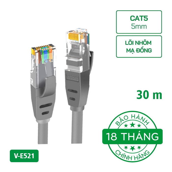 Dây Mạng VegGieg Bấm Sẵn 2 đầu RJ45 UTP CAT5 V-E512
