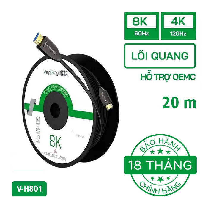 Cáp HDMI 2.1 Quang VegGieg 8K60Hz V-H801 (dài 20-100m)