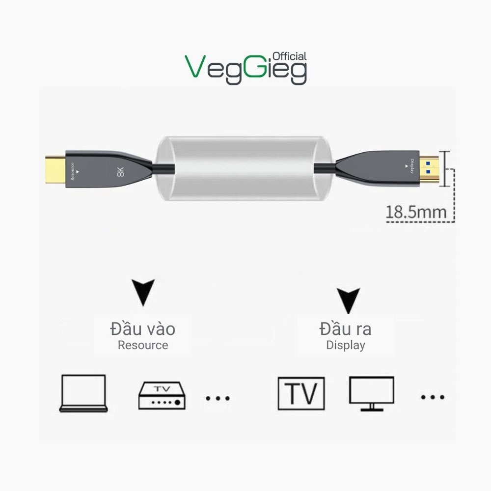 Cáp HDMI 2.1 Quang VegGieg 8K60Hz V-H801 (dài 20-100m)