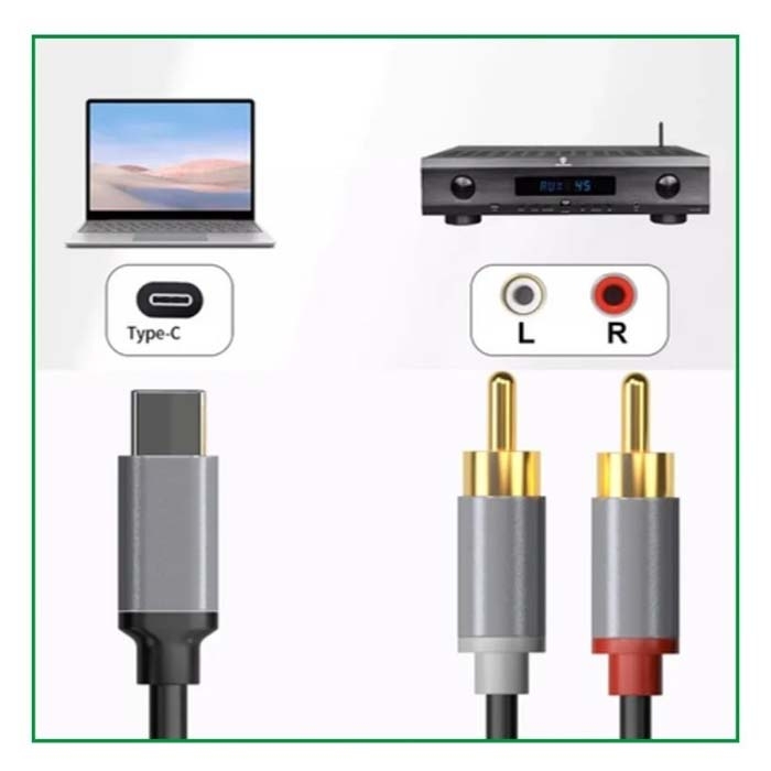 Cáp chuyển đổi VegGieg Type-C ra 2 Audio RCA V-A621