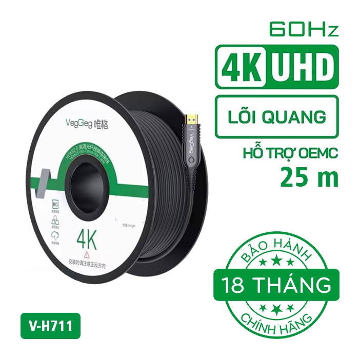 Cáp HDMI 2.0 Quang VegGieg 4K60Hz V-H707 (dài 10-150m)