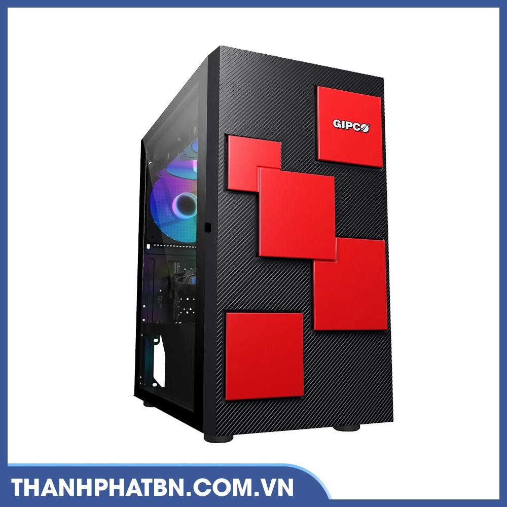 Vỏ case  máy tính GIPCO 5986 DR/DG (1 mặt kính, No Fan/Lắp main: MICO ATX/ITX)