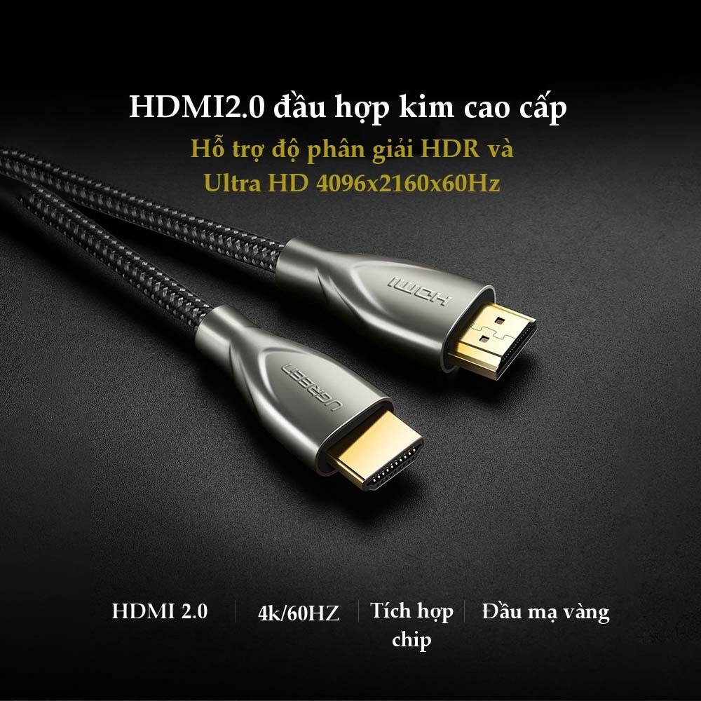 Cáp HDMI 2.0 Carbon Dài 1,5m 4K@60Hz Ugreen 50107