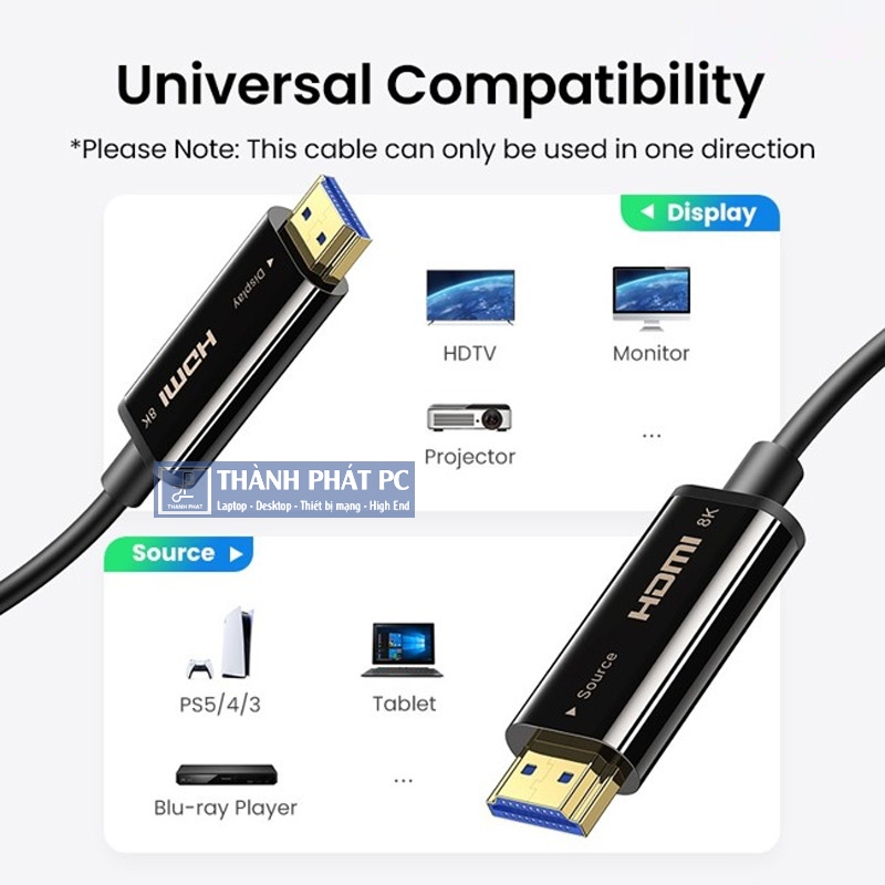 Cáp HDMI 2.1 Sợi quang 40m 8K/60Hz Ugreen 50400
