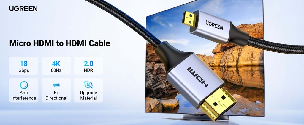 Cáp chuyển đổi Micro HDMI to HDMI dài 1m  4K60Hz Ugreen 10550