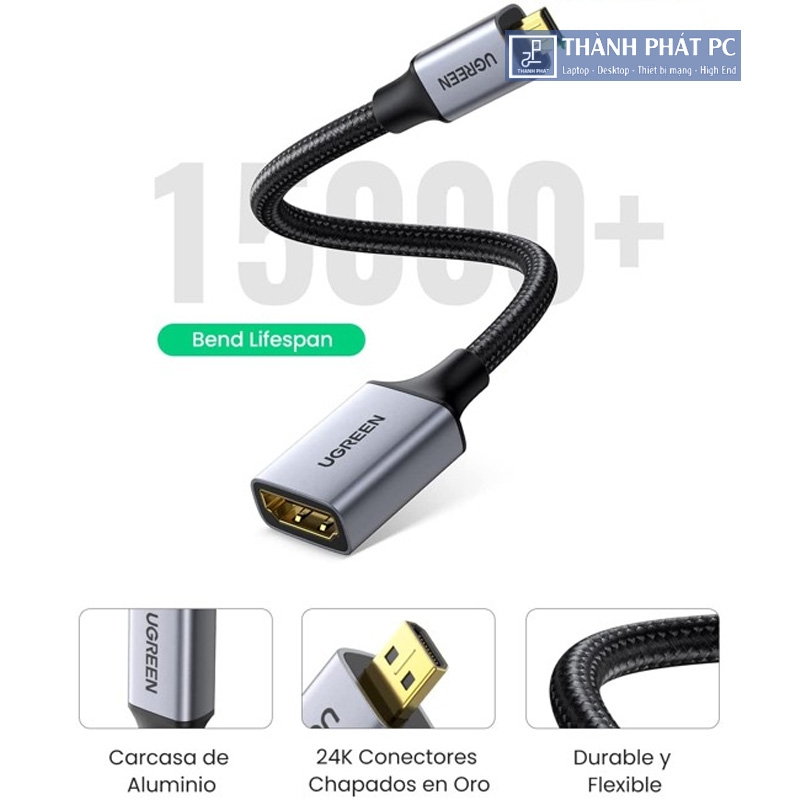 Cáp chuyển đổi Micro HDMI to HDMI 2.0 bện dù 4K Ugreen 10553