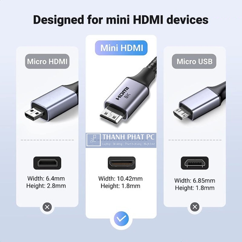 Cáp chuyển đổi Mini HDMI to HDMI dài 2m  8K60Hz Ugreen 15515