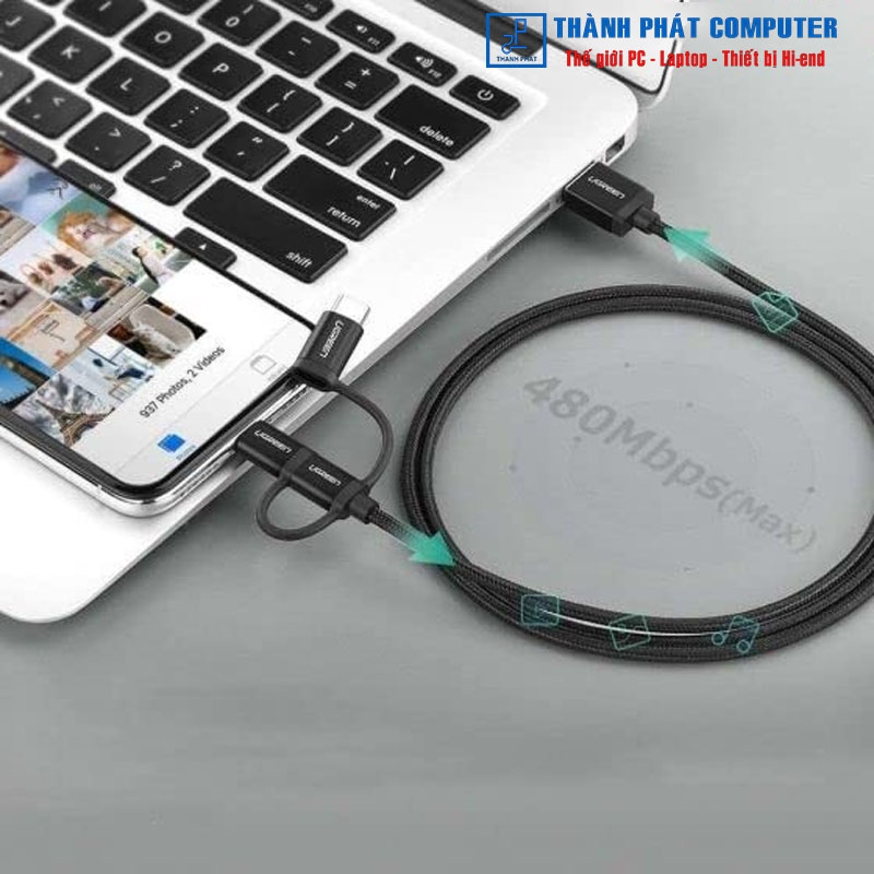 Cáp USB sang Micro/Type-C/Lightning dài 1,5m Ugreen 50203
