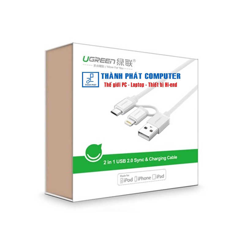 Cáp USB 2.0 sang Micro USB & Lightning dài 1m Ugreen 20748