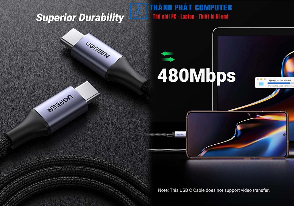 Cáp Type-C QC4.0, PD3.0 100W dài 1m Ugreen 70427