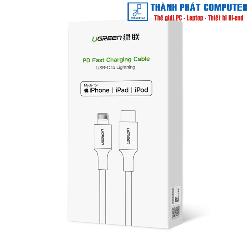 Cáp Type-C to lightning chuẩn MFi dài 1m Ugreen 60759