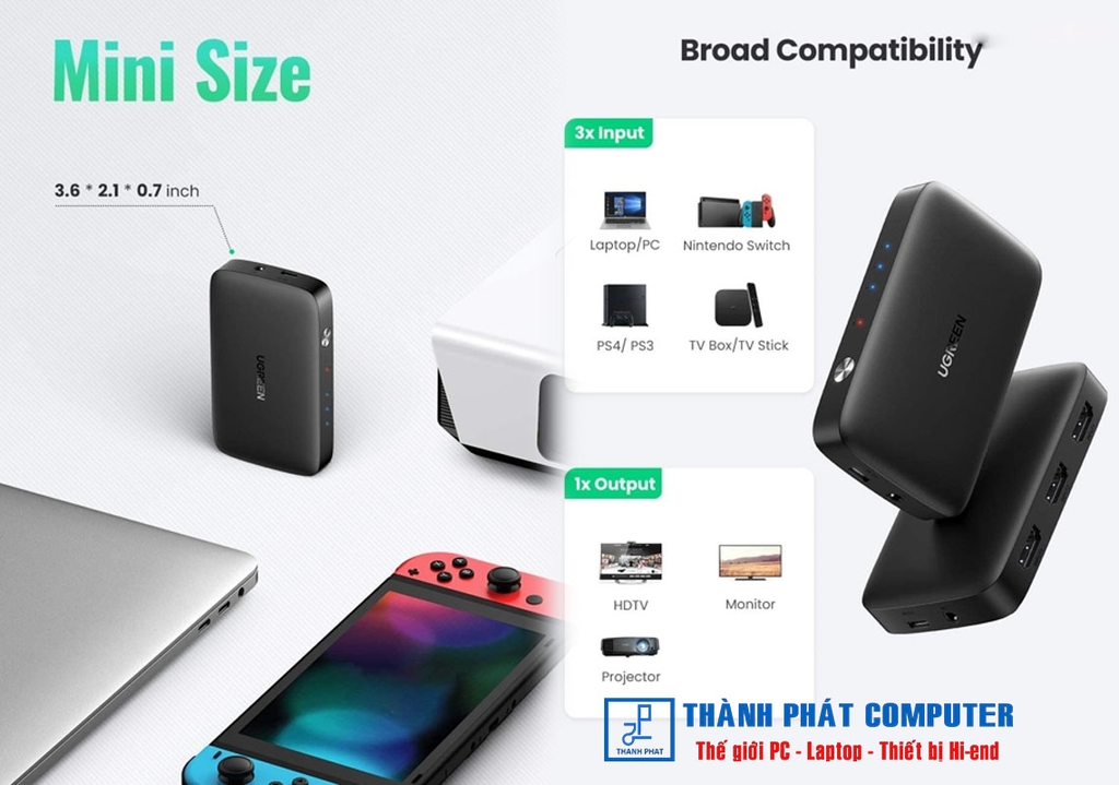Thiết bị Gộp HDMI 3 vào 1 4K30Hz có điều khiển Ugreen 80125