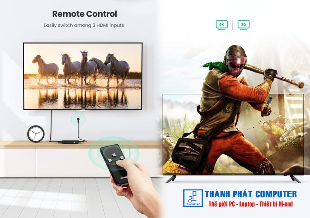 Thiết bị Gộp HDMI 3 vào 1 4K30Hz có điều khiển Ugreen 80125
