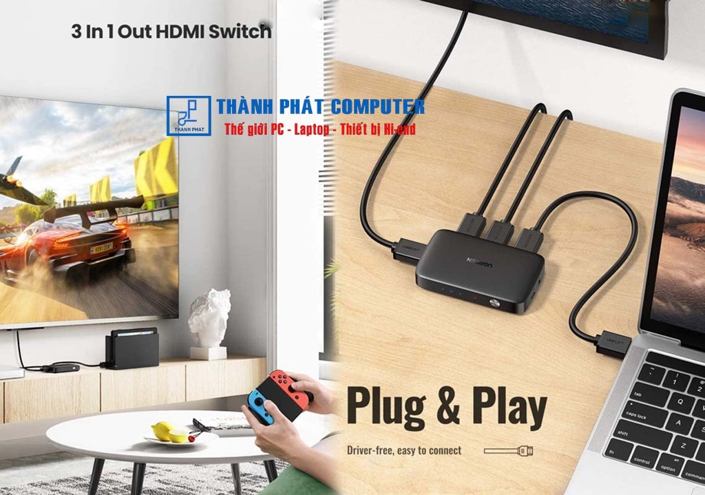 Thiết bị Gộp HDMI 3 vào 1 4K30Hz có điều khiển Ugreen 80125