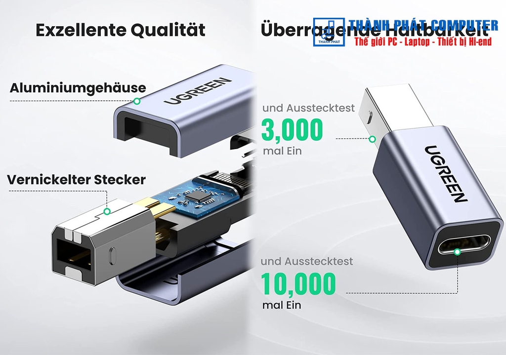 Đầu chuyển đổi USB Type-C âm sang USB Type-B máy in Ugreen 20120
