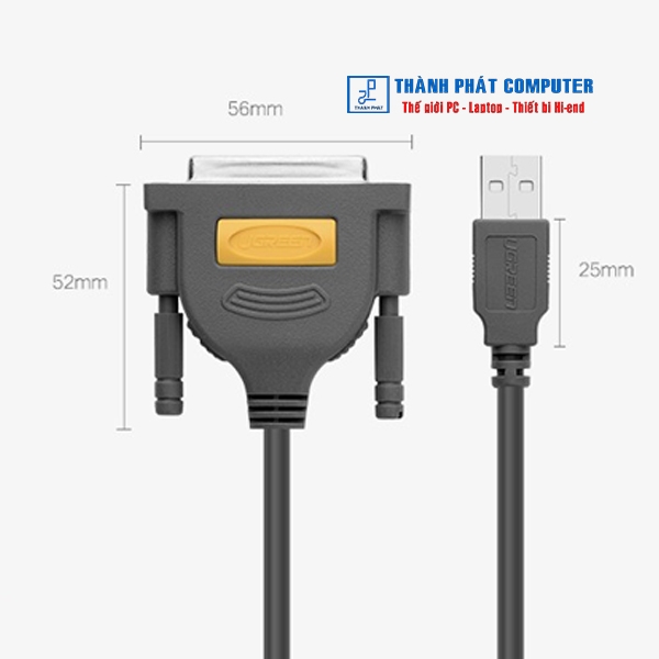 Cáp máy in USB to DB25 Parallel dài 2m Ugreen 20224