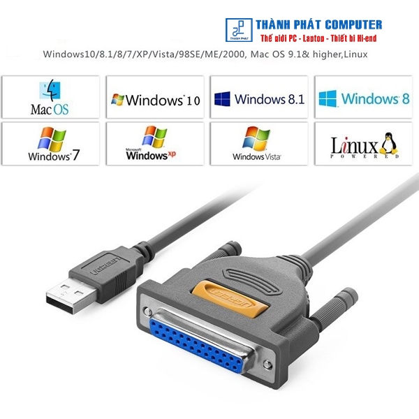 Cáp máy in USB to DB25 Parallel dài 2m Ugreen 20224