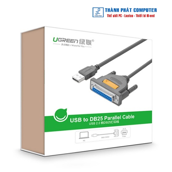 Cáp máy in USB to DB25 Parallel dài 2m Ugreen 20224