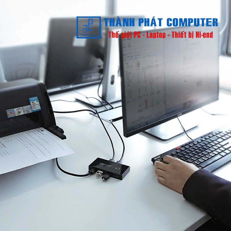 Bộ chia sẻ máy in USB 2.0 từ 4 thiết bị vào 2 máy tính Ugreen 30767