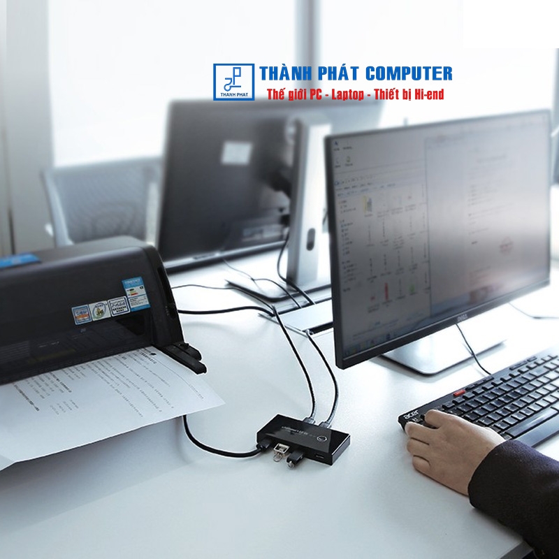 Bộ chia sẻ máy in USB 3.0 từ 4 thiết bị vào 2 máy tính Ugreen 30768