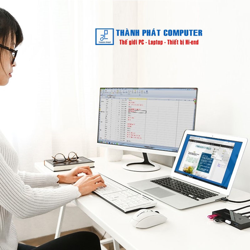 Bộ chia sẻ máy in USB 3.0 từ 4 thiết bị vào 2 máy tính Ugreen 30768