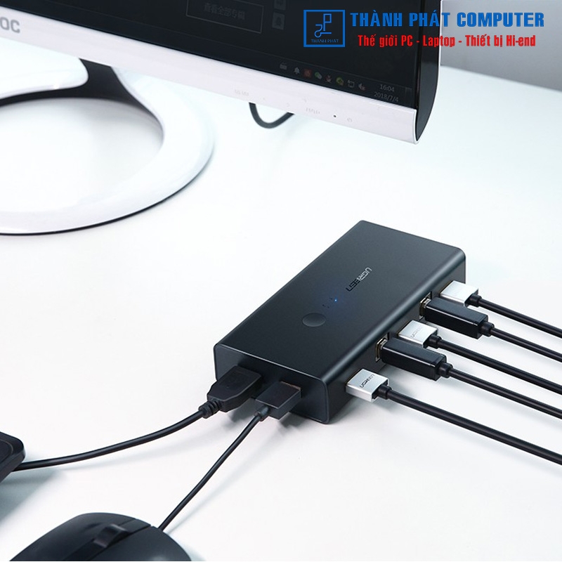 Bộ chuyển đổi 2 máy tính 1 màn hình HDMI - Auto 2 USB KVM Switch Ugreen 50744