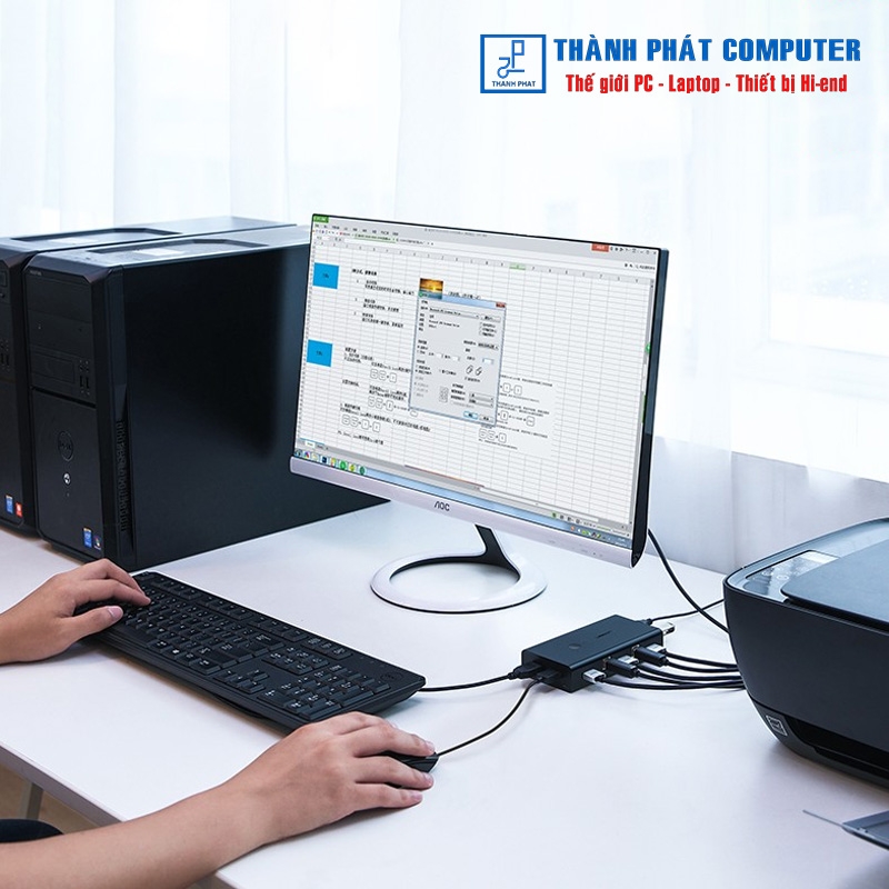 Bộ chuyển đổi 2 máy tính 1 màn hình HDMI - Auto 2 USB KVM Switch Ugreen 50744