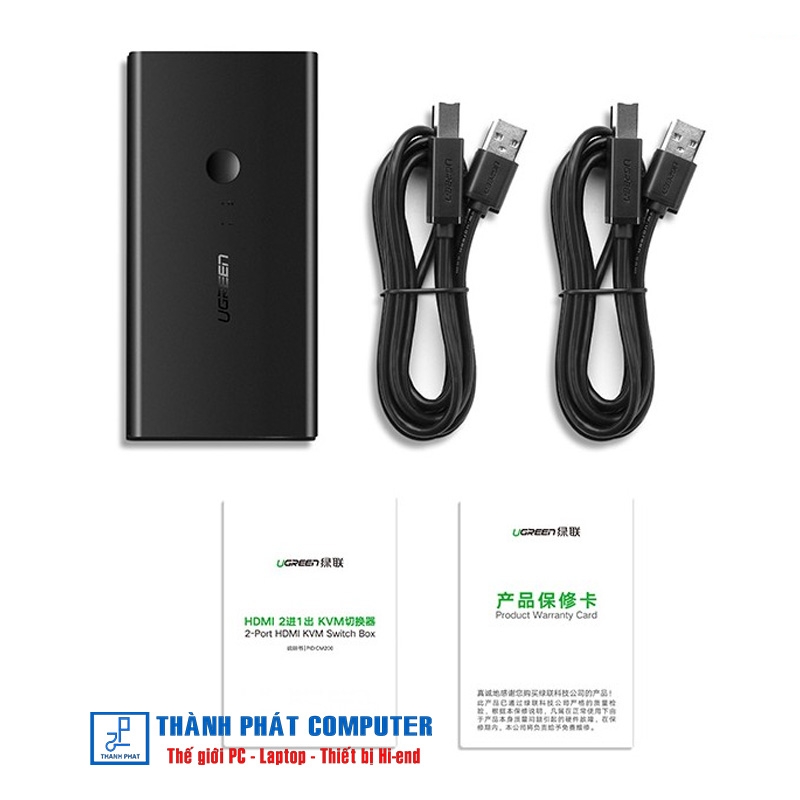 Bộ chuyển đổi 2 máy tính 1 màn hình HDMI - Auto 2 USB KVM Switch Ugreen 50744