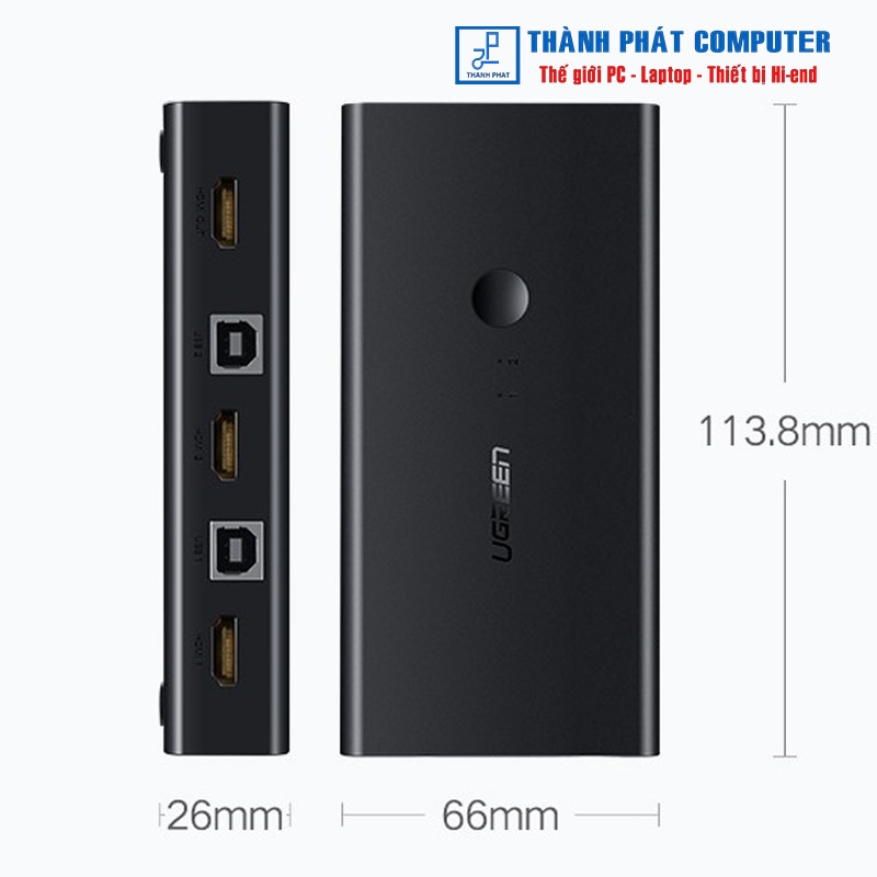 Bộ chuyển đổi 2 máy tính 1 màn hình HDMI - Auto 2 USB KVM Switch Ugreen 50744