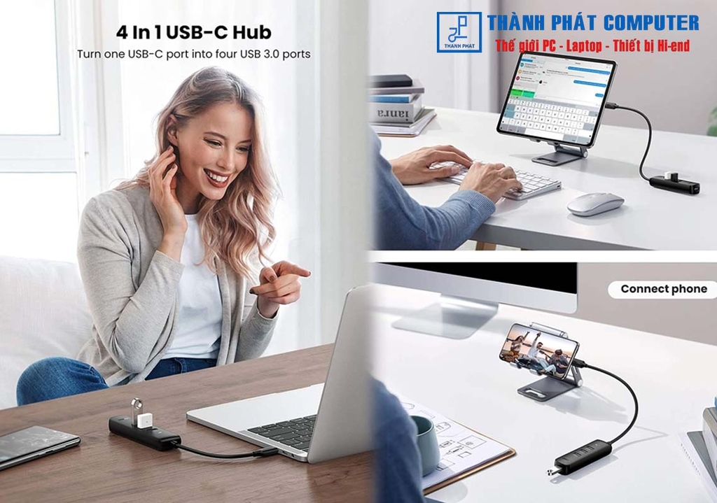 Hub chuyển đổi USB Type-C ra 4 cổng USB 3.0 Ugreen 10916