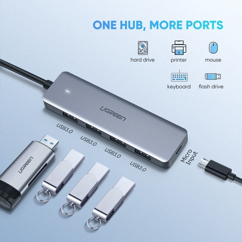 Hub chia USB Type-C ra 4 cổng USB 3.0 có nguồn Ugreen 70336