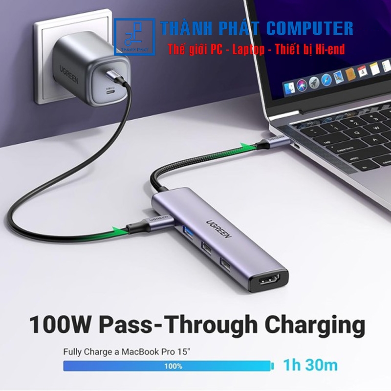 Hub USB Type-C 5 in 1 HDMI 4K@30Hz Ugreen 15495