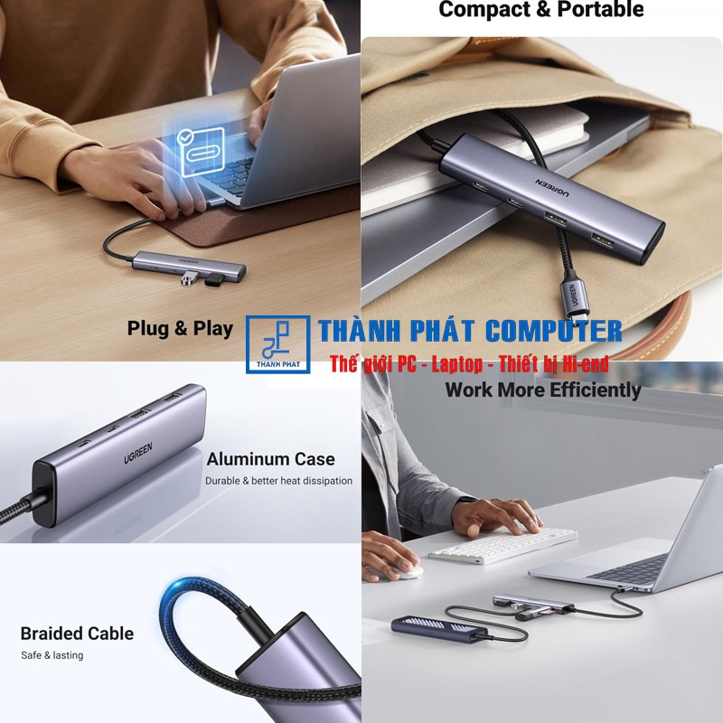 Hub Type-C ra 4 cổng USB-A & USB-C Ugreen 15395