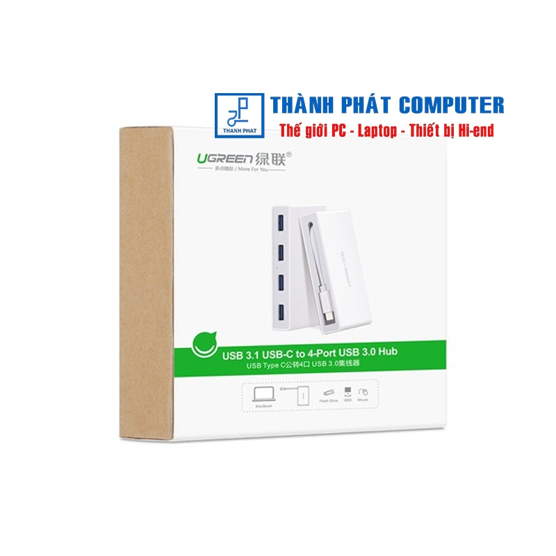 Bộ chia USB Type-C ra 4 cổng USB 3.0 Nguồn Type-C Ugreen 30278
