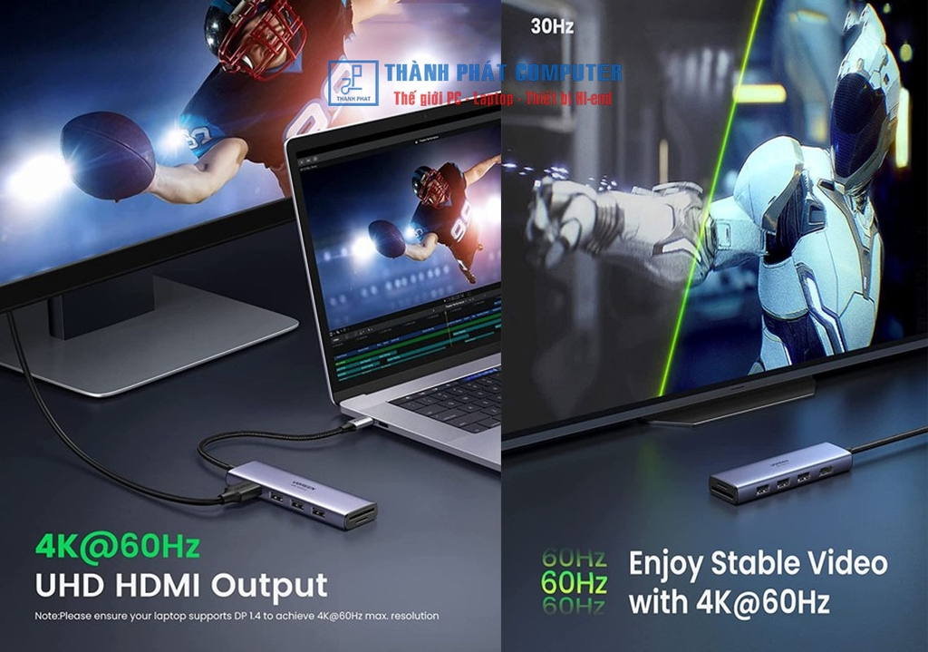 Hub Type-C 6 in 1 HDMI/ USB 3.0/ SD/TF Ugreen 60383