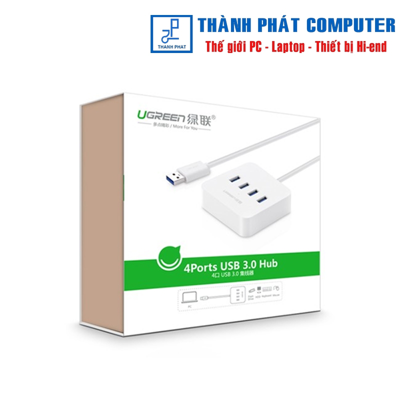 Bộ chia USB 3.0 4 cổng hỗ trợ cấp nguồn Type-C dài 1m Ugreen 30202