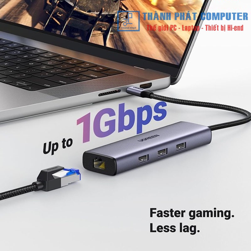 Hub Type-C 6 in 1 HDMI USB 3.0 Lan 1Gbps PD Ugreen 15598