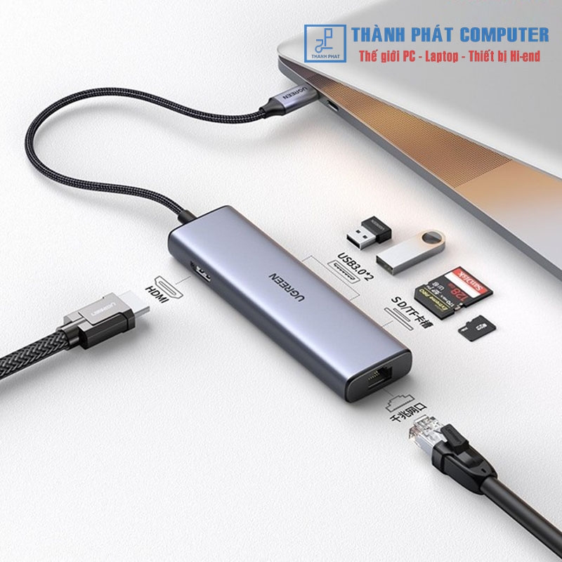 Hub Type-C to HDMI USB 3.0/ SD/TF/Lan Gigabit Ugreen 20954