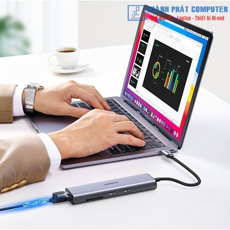 Hub Type-C to HDMI USB 3.0/ SD/TF/Lan Gigabit Ugreen 20954