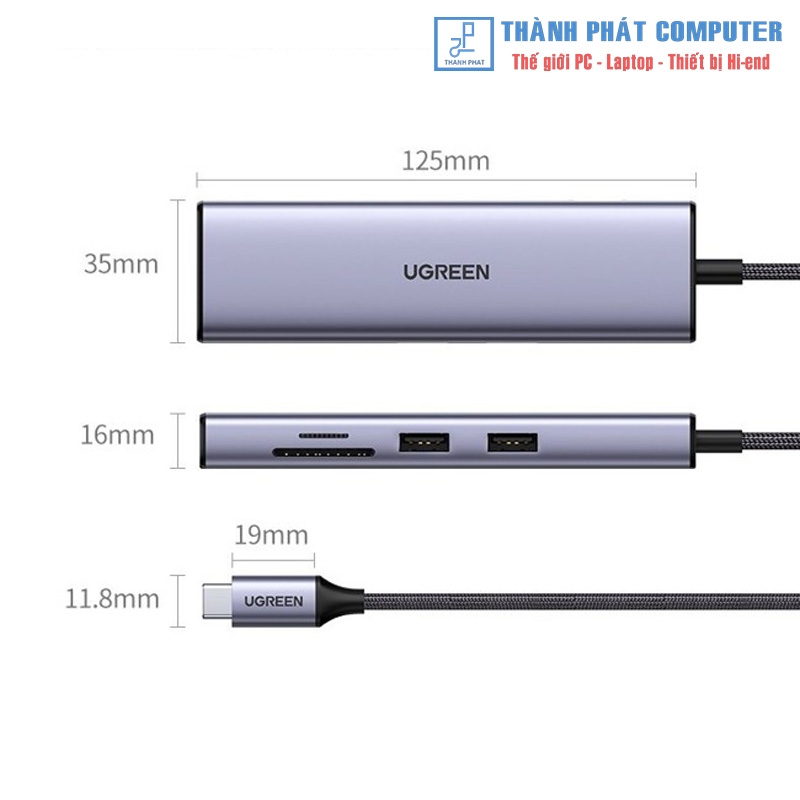 Hub Type-C to HDMI USB 3.0/ SD/TF/Lan Gigabit Ugreen 20954