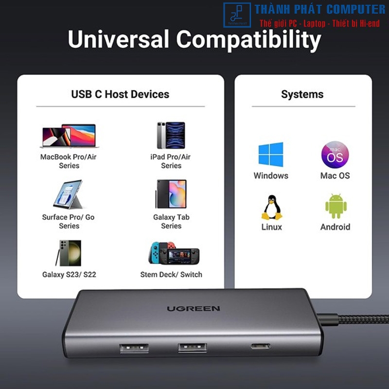 Hub Type-C 7 in 1 HDMI USB3.2 SD/TF  PD Ugreen 15531