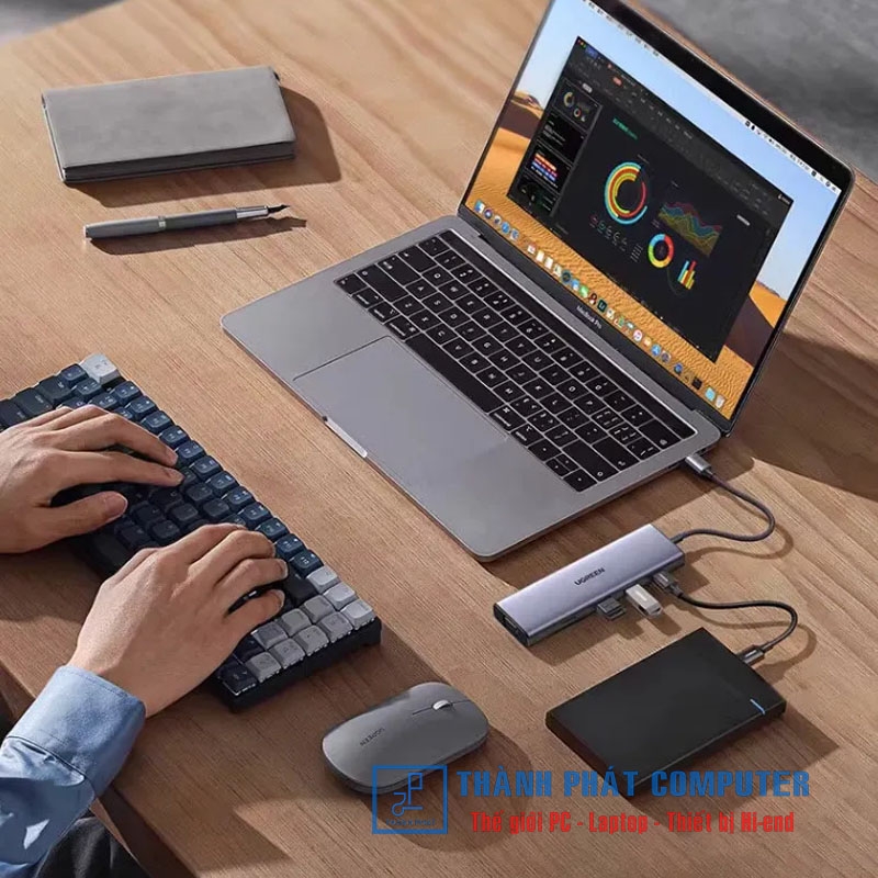 Hub Type-C 9 in 1 HDMI VGA USB3.0 Lan 1Gbps SD/TF PD Ugreen 15600