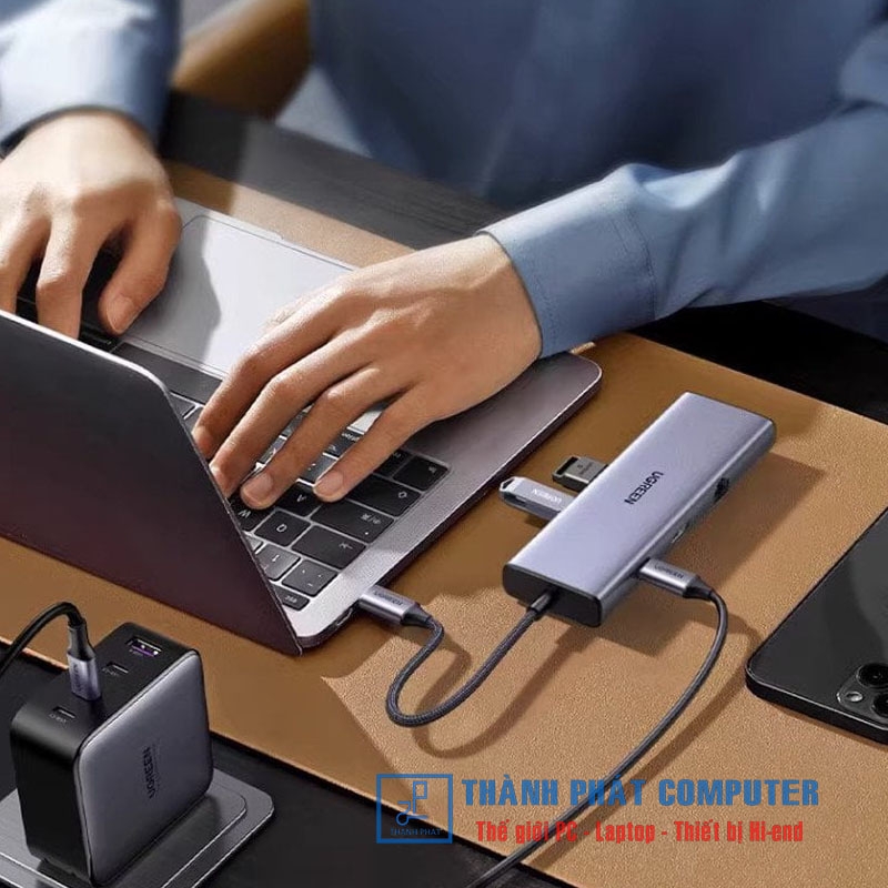 Hub Type-C 9 in 1 HDMI VGA USB3.0 Lan 1Gbps SD/TF PD Ugreen 15600