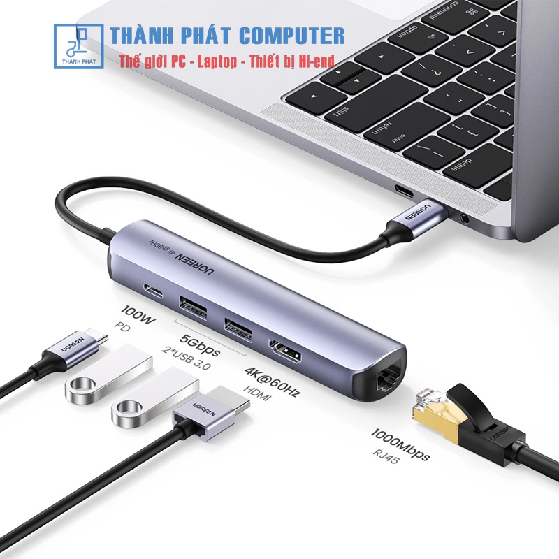 Hub Type-C 5 in 1 HDMI/ USB 3.0/ Lan Gigabit/ PD Ugreen 10919