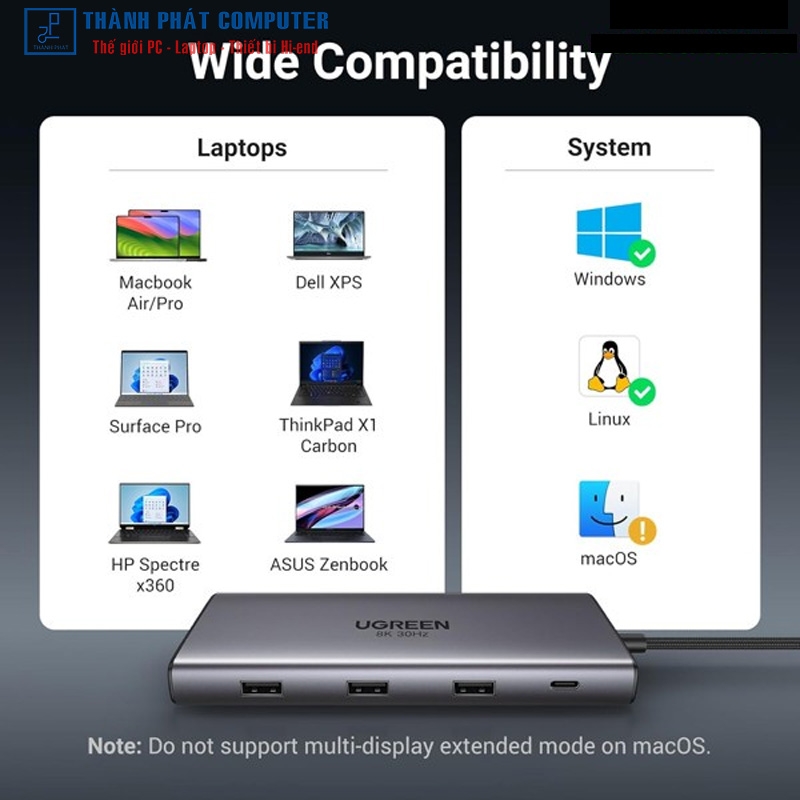 Hub Type-C 10 in 1 Thunderbolt HDMI/USB/LAN/SD/TF/PD Ugreen 15534