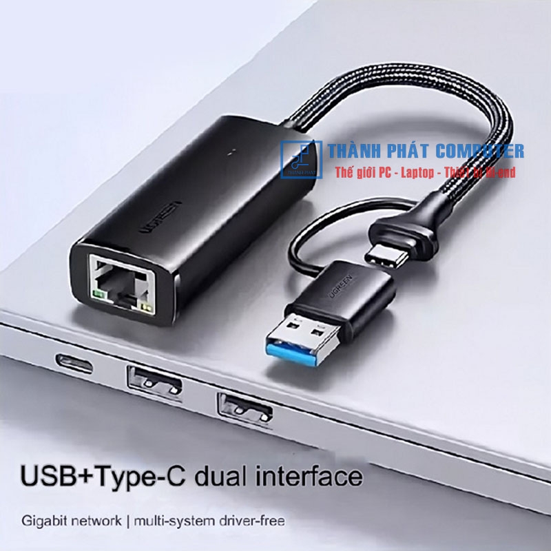 Cáp USB-A & Type-C 3.0 to Lan Gigabit 10/100/1000Mbps Ugreen 15638
