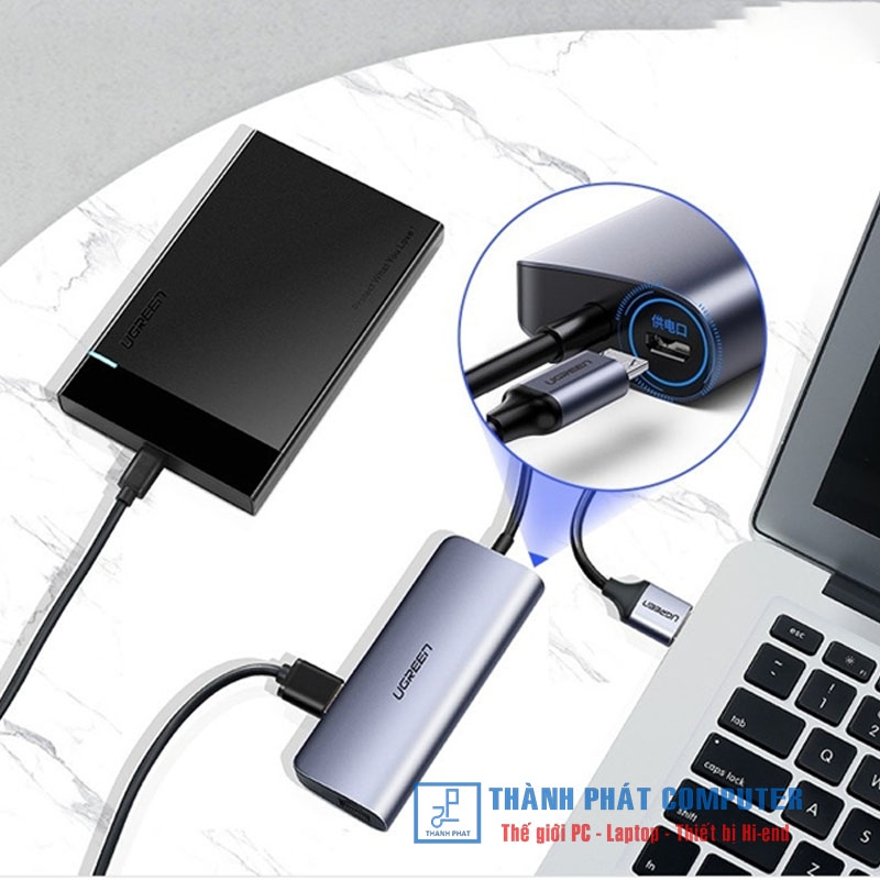 Hub 3.0 ra 3 cổng USB 3.0 + Lan Gigabit 1000Mbps Ugreen 60719